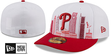 Phillies PRE-CURVED SKYLINE White-Red Fitted Hat by New Era