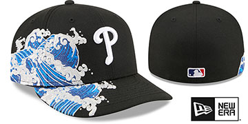 Phillies PRE-CURVED SURF THE WAVE Black Fitted Hat by New Era