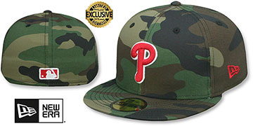 Phillies 'TEAM-BASIC' Army Camo-White Fitted Hat by New Era