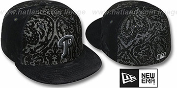 Phillies VELVET PAISLEY Black Fitted Hat by New Era