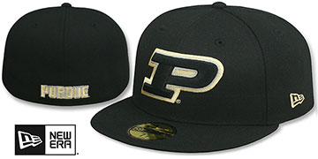 Purdue NCAA TEAM-BASIC Black Fitted Hat by New Era