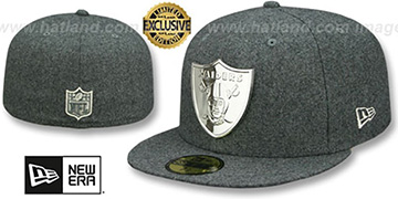 Raiders 'SILVER METAL-BADGE' Melton Grey Fitted Hat by New Era