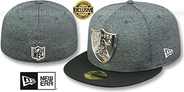 Raiders SILVER METAL-BADGE Shadow Tech-Black Fitted Hat by New Era