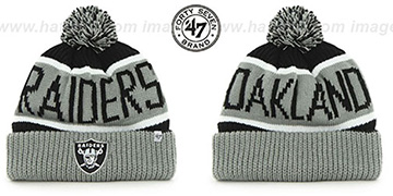 Raiders THE-CALGARY Grey-Black Knit Beanie Hat by Twins 47 Brand