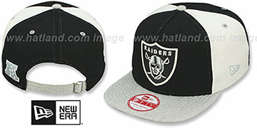 Raiders TRIPLE MELTON STRAPBACK Black-White-Grey Hat by New Era