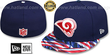 Rams USA WAVING-FLAG Navy Fitted Hat by New Era