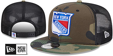 Rangers ARMY CAMO TRUCKER Woodland-Black Hat by New Era