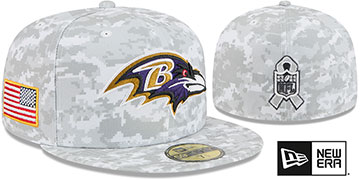 Ravens 2025 SALUTE-TO-SERVICE Snow White Digital Fitted Hat by New Era
