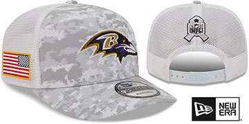 Ravens 2025 SALUTE-TO-SERVICE TRUCKER SNAPBACK Snow White Digital Hat by New Era