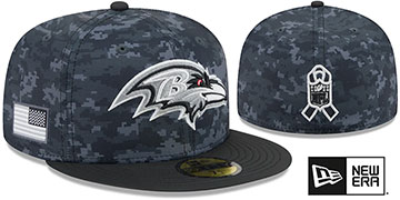 Ravens 2026 SALUTE-TO-SERVICE Dark Digital Camo-Black Fitted Hat by New Era