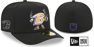 Ravens NFL CARTOON  A-FRAME Black Fitted Hat by New Era