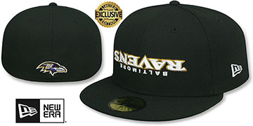 Ravens UPSIDE DOWN WORDMARK Black Fitted Hat by New Era