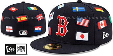 Red Sox ALL-OVER COUNTRY FLAGS Navy Fitted Hat by New Era