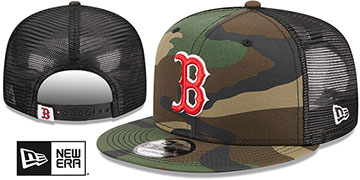 Red Sox ARMY CAMO TRUCKER Woodland-Black Hat by New Era
