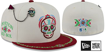 Red Sox DAY OF THE DEAD Stone-Burgundy Fitted Hat by New Era