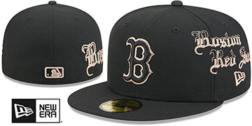 Red Sox GOTHIC HERITAGE Black Fitted Hat by New Era