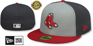 Red Sox 'GREY TONE' Grey-Charcoal-Red Fitted Hat by New Era