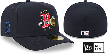 Red Sox MLB CARTOON  A-FRAME Navy Fitted Hat by New Era