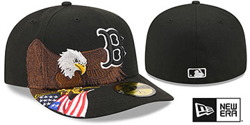 Red Sox PRE-CURVED AMERICAN EAGLE Black Fitted Hat by New Era