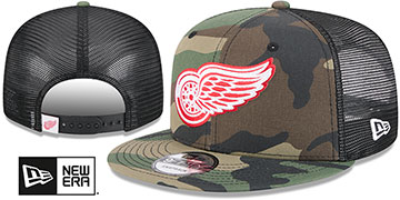 Red Wings ARMY CAMO TRUCKER Woodland-Black Hat by New Era