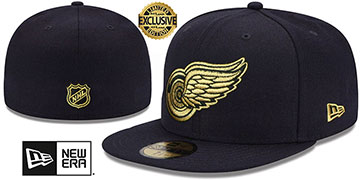 Red Wings GOLD-METALLIC Black Fitted Hat by New Era