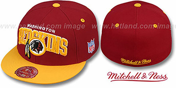 Redskins NFL 2T ARCH TEAM-LOGO Burgundy-Gold Fitted Hat by Mitchell and Ness
