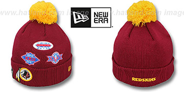 Redskins SUPER BOWL PATCHES Burgundy Knit Beanie Hat by New Era