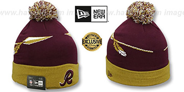 Redskins THROWBACK SPEARS Maroon-Gold Knit Beanie Hat by New Era
