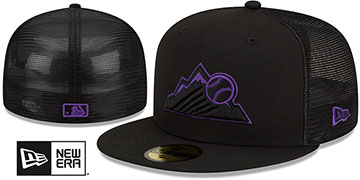 Rockies 2022-23 BATTING PRACTICE TRUCKER Black-Purple Fitted Hat by New Era