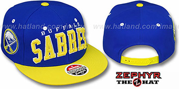 Sabres 2T SUPER-ARCH SNAPBACK Royal-Gold Hat by Zephyr
