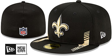Saints 2021 NFL SIDELINE HOME Black Fitted Hat by New Era
