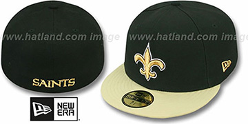 Saints NFL 2T-TEAM-BASIC Black-Gold Fitted Hat by New Era