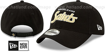 Saints RETRO-SCRIPT SNAPBACK Black Hat by New Era