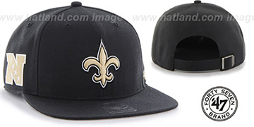 Saints SUPER-SHOT STRAPBACK Black Hat by Twins 47 Brand