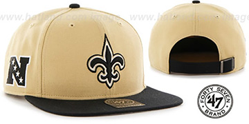 Saints SUPER-SHOT STRAPBACK Gold-Black Hat by Twins 47 Brand