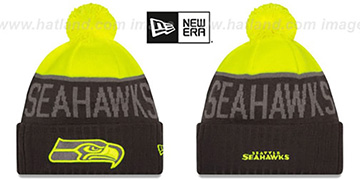 Seahawks 2015 STADIUM Charcoal-Yellow Knit Beanie Hat by New Era