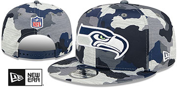 Seahawks 2022 CAMO NFL TRAINING CAMP SNAPBACK Hat by New Era