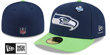 Seahawks 2026 PRECURVED NFL DRAFT Navy-Lime Fitted Hat by New Era