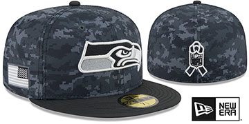 Seahawks 2026 SALUTE-TO-SERVICE Dark Digital Camo-Black Fitted Hat by New Era