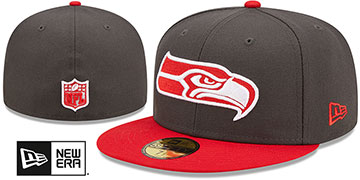 Seahawks 2T COLOR PACK Charcoal-Red Fitted Hat by New Era