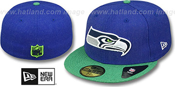 Seahawks 2T-HEATHER ACTION Royal-Green Fitted Hat by New Era