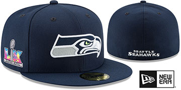 Seahawks NFL SUPER BOWL LX ONFIELD Navy Fitted Hat by New Era