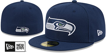 Seahawks RHINESTONE LOGO Navy Fitted Hat by New Era
