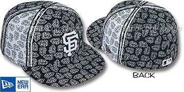SF Giants SF-PJs FLOCKING PINWHEEL Black-White Fitted Hat by New Era