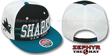 Sharks 2T SUPERSONIC SNAPBACK Black-Teal Hat by Zephyr