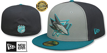 Sharks 'GREY TONE' Grey-Charcoal-Teal Fitted Hat by New Era