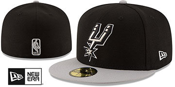 Spurs 2T NBA TEAM-BASIC Black-Grey Fitted Hat by New Era