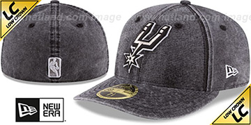 Spurs LOW-CROWN FADED Black Fitted Hat by New Era