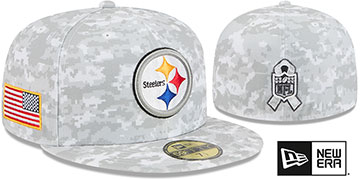 Steelers 2025 SALUTE-TO-SERVICE Snow White Digital Fitted Hat by New Era