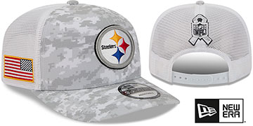 Steelers 2025 SALUTE-TO-SERVICE TRUCKER SNAPBACK Snow White Digital Hat by New Era